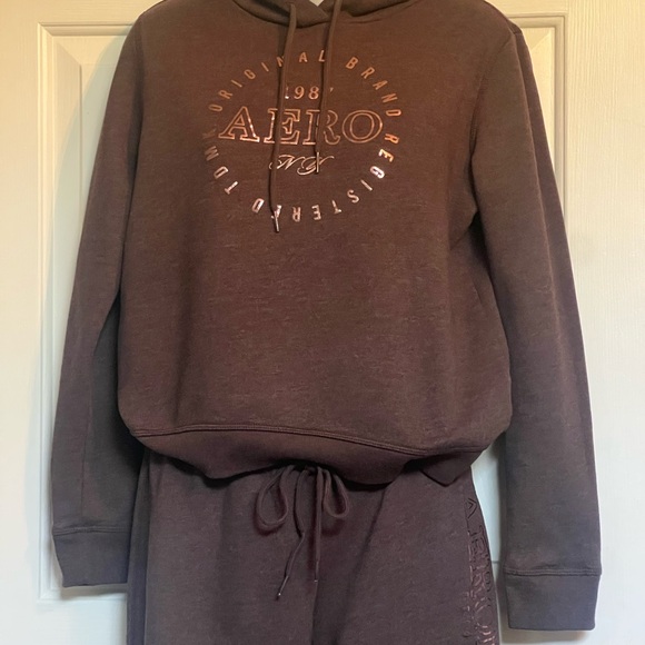 Aeropostale Brown Hoodie and Jogger Set Size Medium - Picture 2 of 10